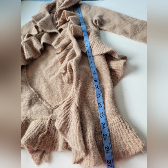 Etcetera Wool Blend Ruffle Cardigan Tan Size XS - Picture 8 of 8